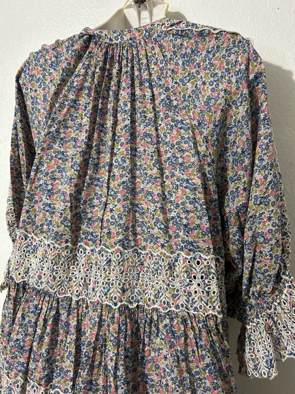 by timo Boho Floral Lace-Trim Midi Dress in Dusty Blue size M - Picture 6 of 10